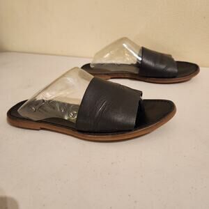 Madewell Leather The Boardwalk Post Slide Sandals Size 6 Black Casual Flats